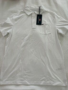Vineyard Vines boys edgartown White Polo Shirt large 16 NWT